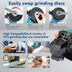 Housiwill Cordless Angle Grinder,Grinder Tool With 2-Position, 125MM M14 Professional Electric Power Grinder, 7500RPM Cordless Metal Angle Grinders For Cutting, Grinding
