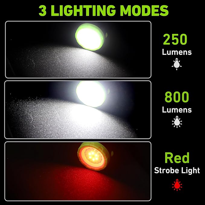 3-Pack Rechargeable LED Work Lights with Portable Case, 360-Degree Adjustable Spotlights with Magnetic Base, Clamp Lights for BBQ, Workshop, Construction Site, Car Repairing and Home Using