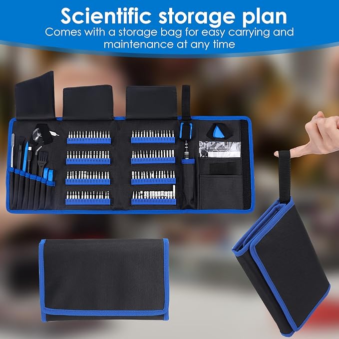 142Pcs Manual Precision Screwdriver Set Ergonomic Electronics Repair Screwdriver with 120 Bits for Repairing Phone Computer Tablet