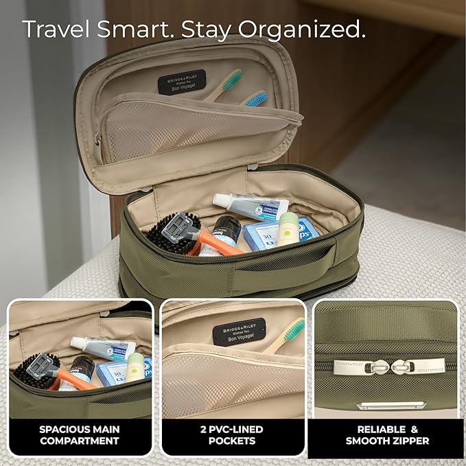 Briggs & Riley Toiletry Kit - Travel Bags for Women & Men, Organizer for Vacation, Dopp Kit for Bathroom Accessories, Makeup, & Skincare