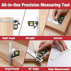 Arrow Combination Square, 6-Inch Combo Square with Stainless Steel Ruler, Zinc Alloy Body and Bubble Level for Carpenters and Craftsmen