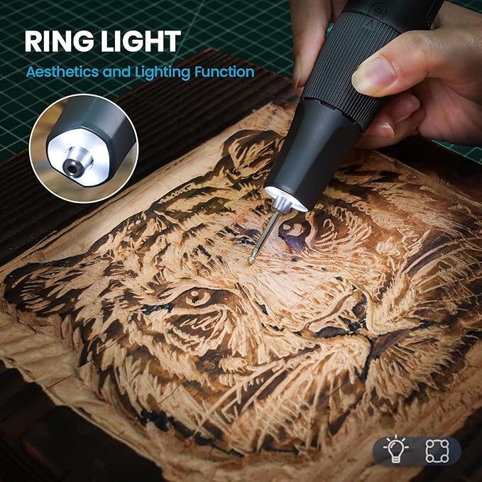 HARDELL Cordless Rotary Tool Kit 8V, 5-Speed Rotary Tool with Digital Display & Auto-Lock Chuck, Quick-Change Power Rotary Tool with Light for Drilling, Engraving, Pet Grooming, DIY Crafts