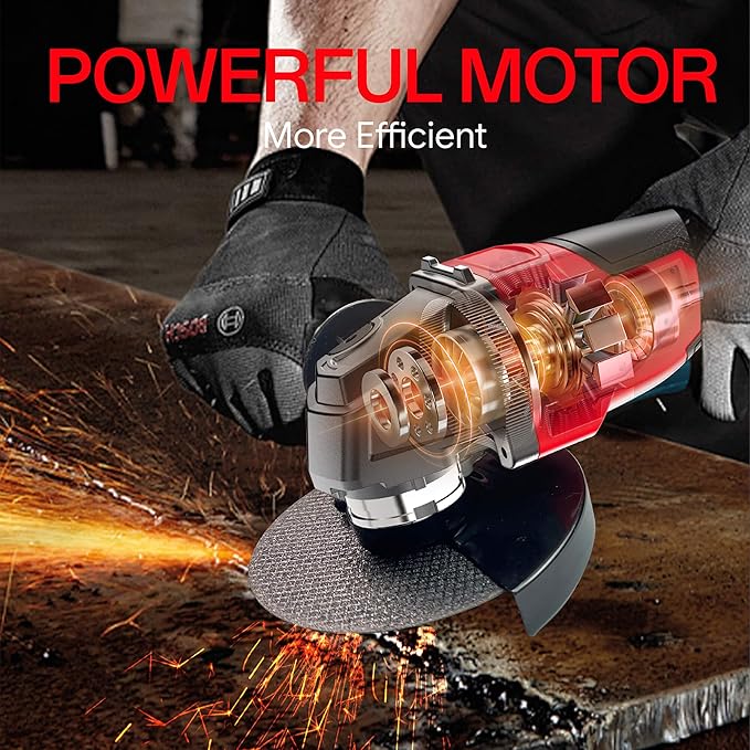 Cordless Angle Grinder Compatible, 4-1/2-Inch,1000RPM Brushless Motor with Cutting/Polishing Wheel Disc,Pin Wrench Kitbox For Metal Wood Polishing,Thin Steel (Red)