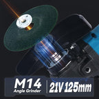 Housiwill Cordless Angle Grinder,Grinder Tool With 2-Position, 125MM M14 Professional Electric Power Grinder, 7500RPM Cordless Metal Angle Grinders For Cutting, Grinding