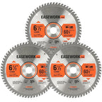 EASEWORK 6-1/2 Inch Circular Saw Blade, 60T, 5/8" Arbor, ATB Carbide Teeth, 3-Pack, Ultra-Fine Finishing for Softwood & Hardwood Crosscutting, Fits DEWALT DCS391B, DCS565B, Makita XSS02Z