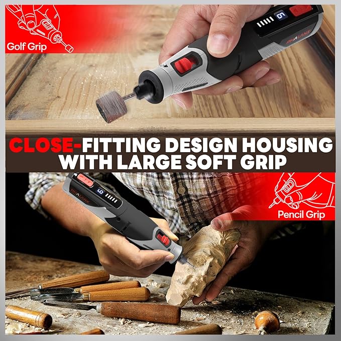 PHALANX Cordless Rotary Tool Kit, 4V 4000mAh Battery, 80 Accessories, 9 Speed Settings, 28000 RPM Max, Type-C Charging (PRT-Black)