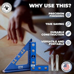 Woodworking Precision Bundle - Small Square Center Finder & Small Carpenters Square Work Tool - Accurate Line Transfers, Precision Marking, and Pocket-Sized Convenience - Made in USA