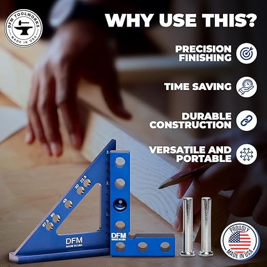 Woodworking Precision Bundle - Small Square Center Finder & Small Carpenters Square Work Tool - Accurate Line Transfers, Precision Marking, and Pocket-Sized Convenience - Made in USA