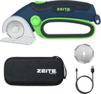 ZEITE 4V Cordless Electric Scissors,Cardboard Cutter with 2 Blades,Storage Box,USB Charging Cable,Power Rotary Cutter,Max Cutting 1/4",for Cardboard Box,Thin Carpet & Plastic, Easy to Hold and Safe
