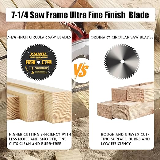 7-1/4-Inch 60-Tooth Fine Circular Saw Blade,Replacement for Diablo D0760A D0760X,DeWalt DWA171460 Wood Cutting Circular Saw Blade,Compatible with Skip,Dewalt,Milwaukee7-1/4 Circular Saw,5/8-Inch Arbor