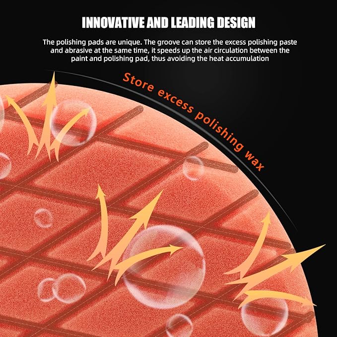 Buffing Polishing Pads, 7Pcs 7"(180mm) Waffle Foam Buffing Pads Polishing Pads Wool Pad Kit for 7Inch Backing Plate RO/DA/GA Car Polisher Boat Compounding, Polishing and Waxing