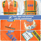 BeautyWill Custom Safety Vest Customized Logo Class 2 High Visibility Reflective Vest with Pockets Construction workwear