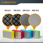 POWERTEC 72306 Diamond Hand Polishing Pads 3Pack, 60, 100 & 200 Grits, Diamond Sanding Block for Polishing and Grinding Porcelain, Ceramic Tile, Glass, Granite, Stone, Wood & Metal