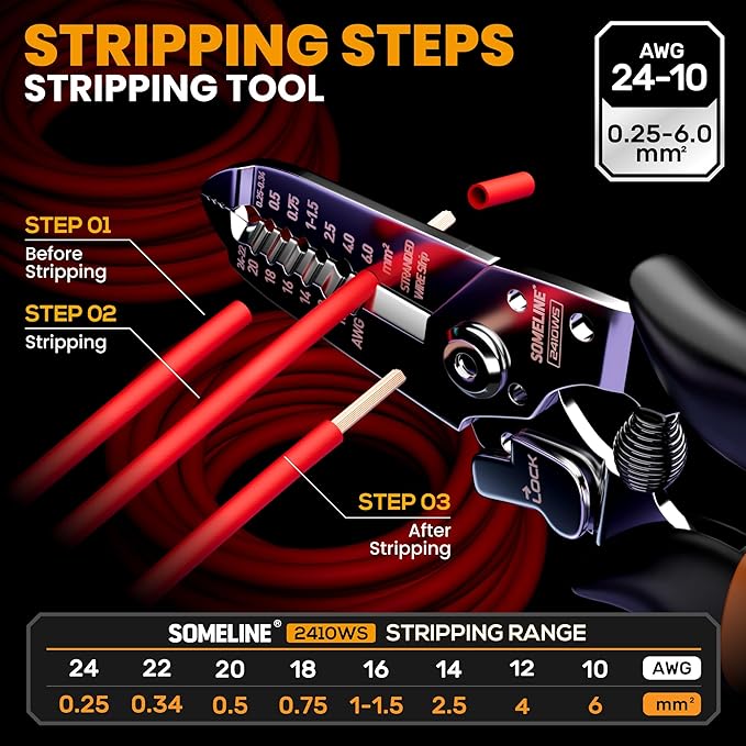 SOMELINE Ferrule Crimping Tool, Ratchet Pliers for AWG24-8 with 23 Sizes Wire End Ferrule Terminals, Quadrilateral Wire Crimp Pliers with Crimp Connectors,Crimp Pliers and Stripper Kit Crimp Connector