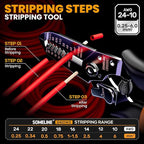 SOMELINE Ferrule Crimping Tool, Ratchet Pliers for AWG24-8 with 23 Sizes Wire End Ferrule Terminals, Quadrilateral Wire Crimp Pliers with Crimp Connectors,Crimp Pliers and Stripper Kit Crimp Connector