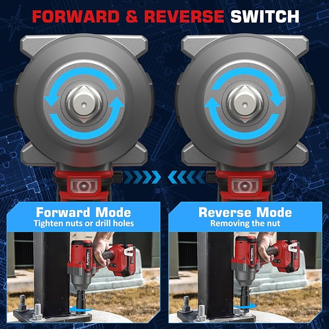 Sundpey Cordless Impact Wrench 812Ft-lbs - 1100N·m Brushless High Torque Impact Gun with 2 * 4.0Ah Battery - 21V Power Impact Driver with 5 Sockets & 9 Drill Bits & 1/2" Hexagonal Adapter for Car Home