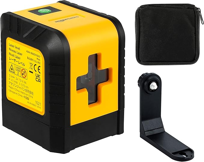 Amazon Basics Horizontal/Vertical and Cross-Line Class II Laser Level, 59 ft / 708 in, Yellow/Black