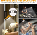 LUTEC Rechargeable Work Light, 1000 Lumens LED Magnetic Light with Magnetic Base and Hanging Hook，360°Rotate and 200°Swivel for Car Repair, Emergency and Camping