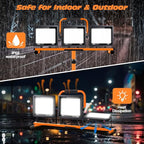 21000 Lumen Work Lights with Stand, 3 Adjustable Head LED Work Light, Foldable Tripod Stand, Waterproof Lamp with 6500 Kelvin Color Temperature (3 Adjustable Head)