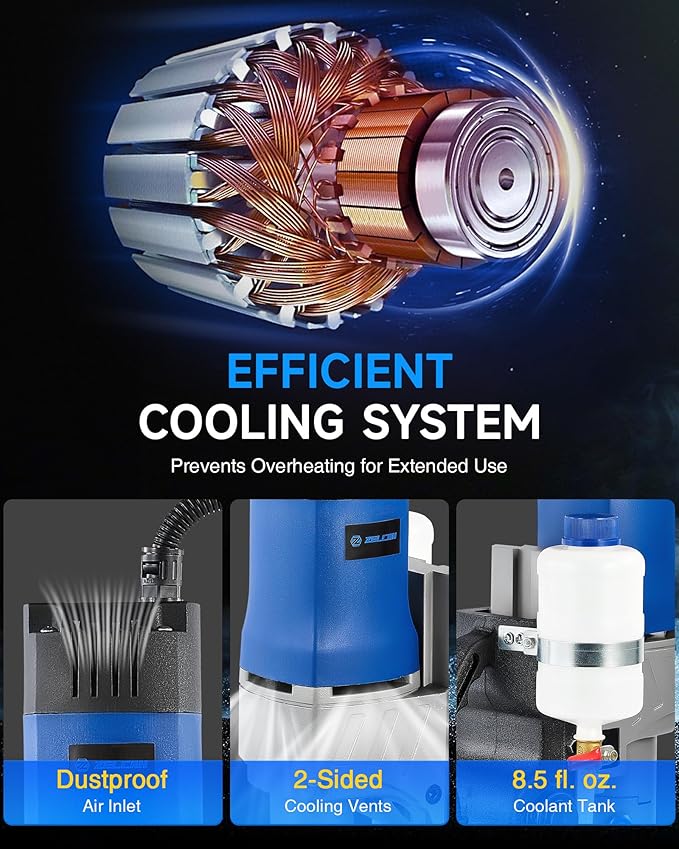 ZELCAN Mag Drill Press with 6 Drill Bits, 1550W Portable Magnetic Press with 2" Boring Diameter, 0-580 rpm Stepless Speed & Reversible Direction, 2922 lbf Power Magnetic