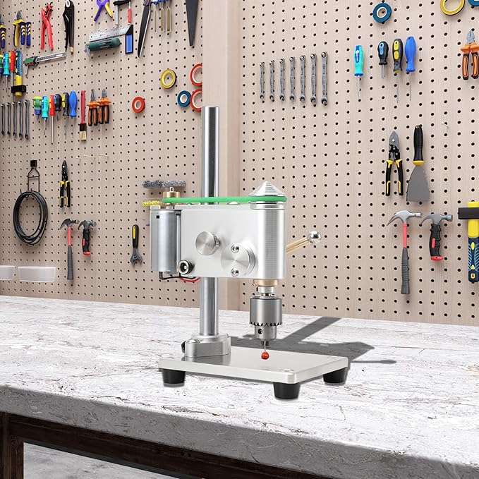 Mini Drill Press, Mini Drilling Machine 0.3-4mm Chuck, Small Bench Drill with Speed Adjustable CNC Machined Drilling Machine for DIY Woodworking Metalwork