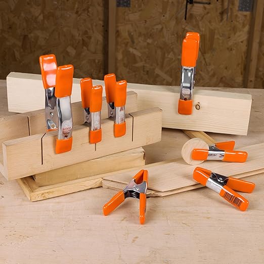 PONY 6-inch, 4-inch Heavy Duty Metal Spring Clamps Set, 2-inch, 1-inch Jaw opening, with Protective Handles and Tips, 10-piece