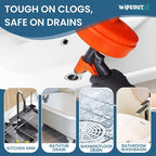 50ft drain auger with Drill Attachment Kit Includes drain snake Gloves Glasses Brushes Plastic Drainers and Bag for Quick Clog Removal