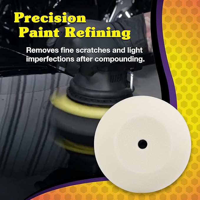 Wizards Foam Polish Buffing Pad - Velcro Backed, Medium Cutting Foam Pad for Car Detailing - ‎No Splatter High Density Foam for Auto Detailing Supplies - 8½" x 1¼"