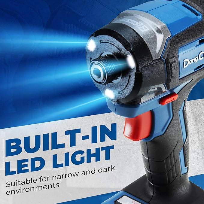 Dong Cheng 20V Brushless Impact Driver, 1,840in-lbs Cordless Impact Driver with 3200RPM, 4300IPM, 1/4" Hex, 4 Work Mode (Bare Tool)