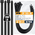 ALBO Black Zip Ties 36 Inch Plastic Cable Ties 50 Pack Tie Wraps Heavy Duty 200lb UV Resistant Nylon Wire Ties