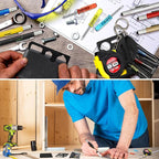 144 Pcs Mini Tape Screwdriver Keychain Set Christmas Men Gifts Bulk Adult Party Favors Multitool Pen Card Tool Measuring Keychains Stocking Christmas Stuffers for Men Dad (Multicolor)