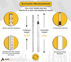 AdirPro 9-Foot Aluminum Grade Rod – 10ths, Dual Sided 5-Section Telescopic Leveling Rod – Bubble Level and Soft Carrying Case Included