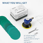 Air Random Orbital Sander by UPWOOD, Pneumatic Palm Sander With 10 Pcs Sandpapers for Auto Body Work, Woodworking (5 Inch)