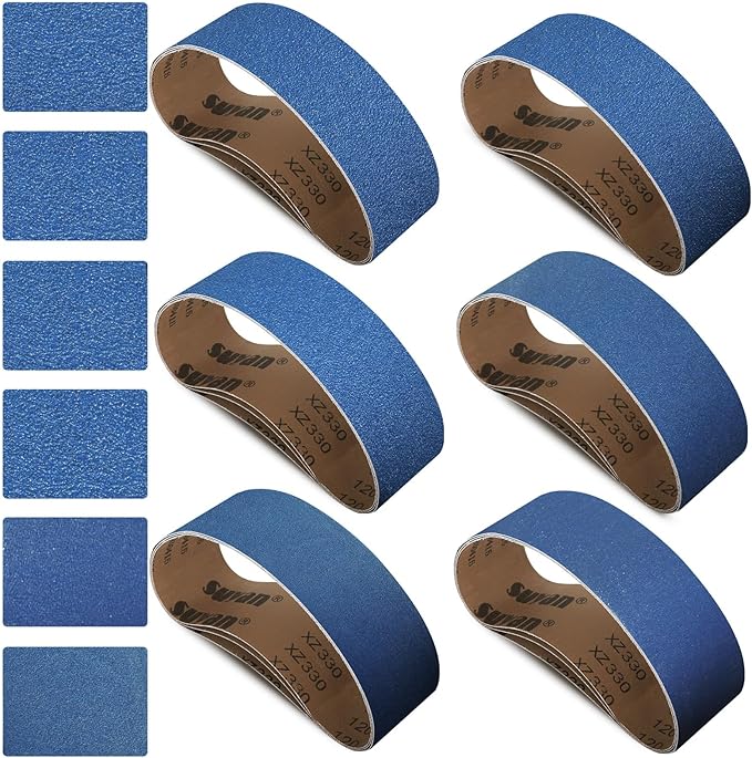 3x24 Inch Sanding Belts 21 Pcs 6 Grits Sizes (3 Each of 60/80/120/150/240/400 Grits) Heavy Duty Belt Sander Zirconia Belt Sander Paper for Wood, Metal, Stainless Steel, Cars, and Furniture