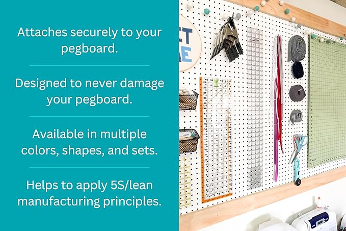 PegPro® J Hooks Kit for Modern Plastic or Metal Pegboard – Durable Plastic Pegboard Hooks - for Garage, Kitchen, Craft Room, and More (J Hook - 24 Pack, Black)