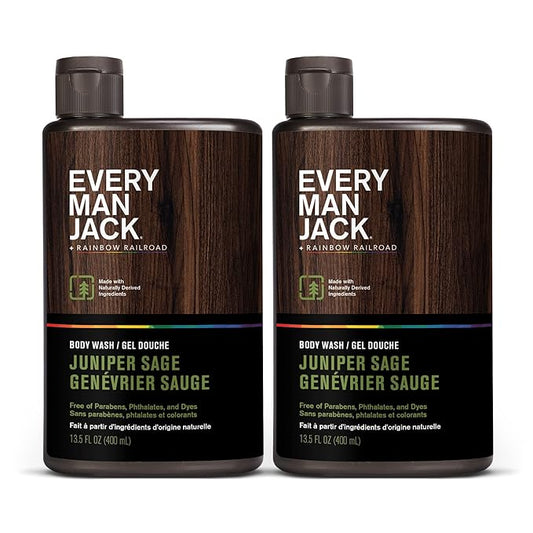 Every Man Jack Hydrating Body Wash for all skin types - Juniper Sage fragrance - Naturally Derived Ingredients - Cleanse, Nourish, and Hydrate Skin -Paraben Free, Phthalate Free, Dye Free-13.5oz - 2pk-VeraVaultWomen