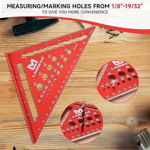 Rafter Square 7 Inch and Framing Square 12 Inch Carpenter Square Set, Woodworking Square Tool, Aluminum Squares Metal Ruler for Woodworking