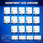 New Age America® 700pcs Blind Pop Rivets & Backup Washers | 3/32" to 1/4" | Black | 14 Sizes | SAE Size Aluminum Rivets & 304 Stainless Steel Backup Washers | Rivet Kit w Steel Mandrel | Labelled Case