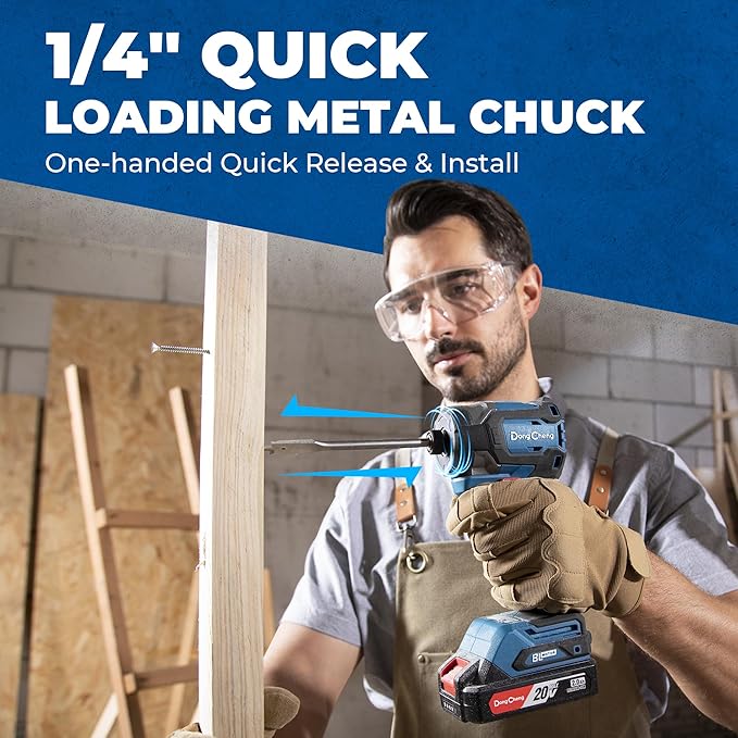 Dong Cheng 20V Brushless Impact Driver, 1,840in-lbs Cordless Impact Driver with 3200RPM, 4300IPM, 1/4" Hex, 4 Work Mode (Bare Tool)
