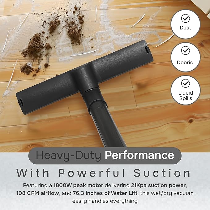 10 Gallon 4.0 Peak HP Wet/Dry Vacuum, Stainless Steel Tank, 3 in 1 Function Portable Shop Vacuum with Attachments, Ideal for Jobsite, Garage & Workshop.