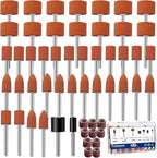 Tnisesm 64Pcs Sanding Bits & Sanding Drum Set for Dremel Rotary Tool with Box, Aluminium Oxide Tough Enough to Metal Rust Removal/Smoothing/Sharpening, Different Shape Meet More Needs