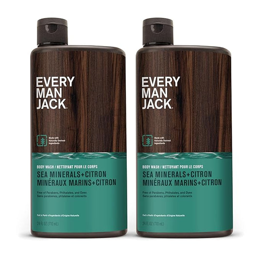 Every Man Jack Nourishing Sea Minerals + Citron Mens Body Wash for All Skin Types - Naturally Derived Ingredients - Cleanse and Hydrate Skin with Coconut and Glycerin - 24oz 2 Bottles-VeraVaultWomen