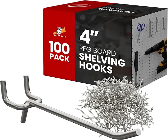 100 Pack PEG Board Pegboard Shelving Hooks 4" Length Wholesale Lot
