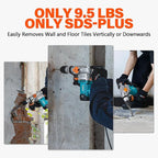 Berserker 1-1/8" SDS-Plus Rotary Hammer Drill with Safety Clutch,9 Amp 3 Functions Corded Rotomartillo for Concrete - Including 3 Drill Bits,Flat Chisel, Point Chisel,Carrying Case