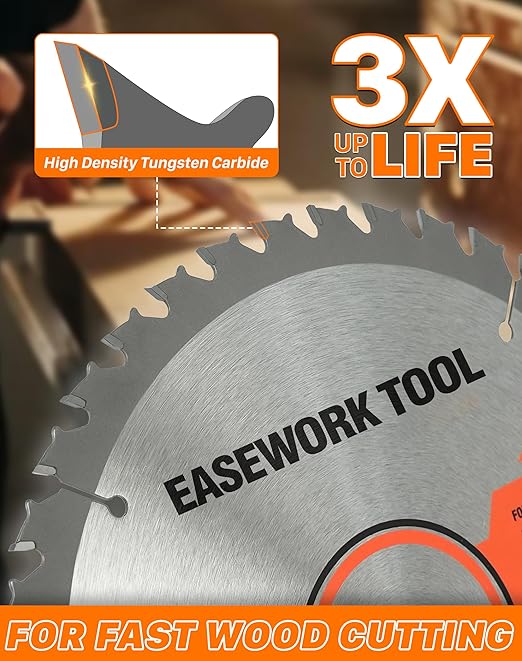 6-1/2 Inch Circular Saw Blade, 24T, 5/8" Arbor, ATB Carbide Teeth, 3-Pack, Fast Crosscutting for Softwood & Hardwood