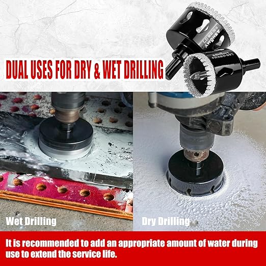 1-3/4 Inch Diamond Hole Saw with Pilot Drill Bit, 1-3/4" Serrated Brazing Tile Hole Saw Diamond Core Drill Bits with Guiding Bit for Ceramic Porcelain Tile Glass Stone Granite Marble