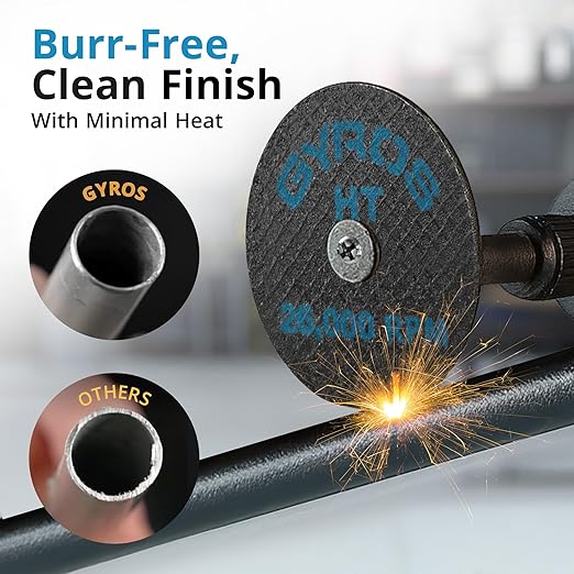 GYROS Cut-Off Wheels for Rotary Tools – 2.5” High-Tensile Fiberglass Reinforced, 12-Pack | Great for Cutting Hardened/Unhardened Steel, Steel Alloys, Hard Bronze, Metal | Made in USA 11-32250/12