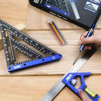 7inch Rafter Square and 12inch Combination Square Set -CNC-Machined Aluminum Alloy,Heavy Duty Carpenter Square for Woodworking and Home DIY