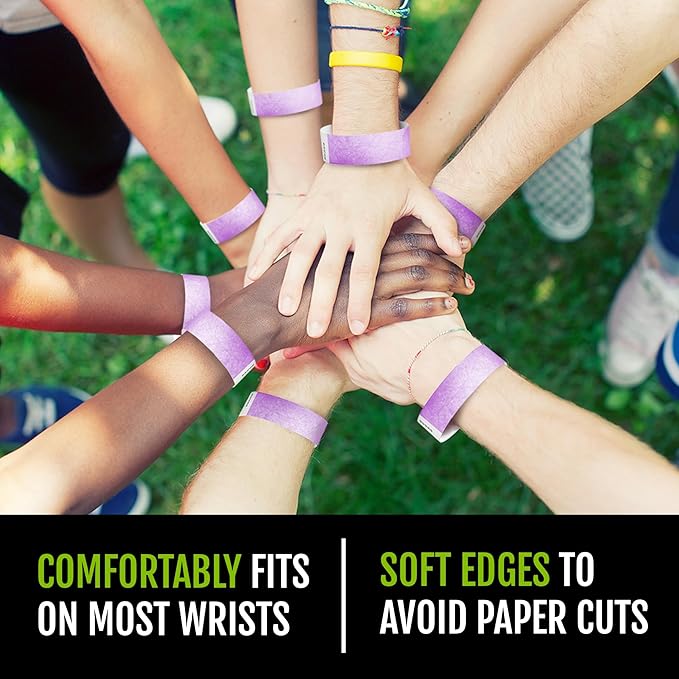 1,000 WristCo Berry Tyvek Wristbands for Events - Comfortable Tear Resistant Paper Bracelets ID Wrist Bands for Concerts Festivals Admission Party Identification