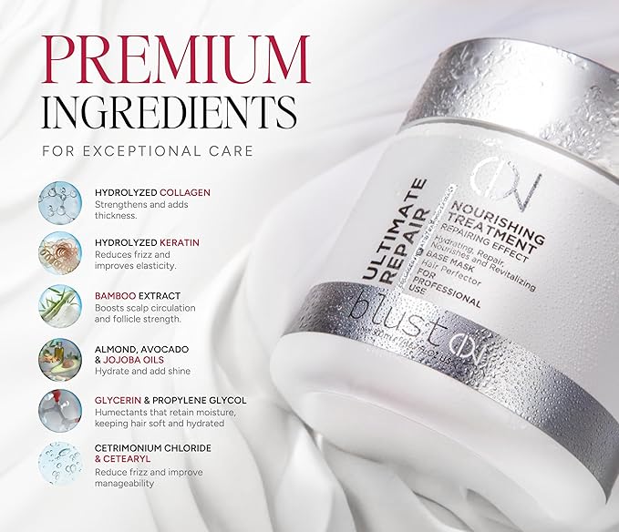 Ultimate Repair Mask with Collagen & Keratin for Damaged Hair - Hydration Deep Treatment for Dry Hair - Frizz Control & Nourishment Mask with Bamboo & Avocado Oil 500Ml-VeraVaultWomen